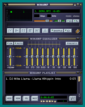 Winamp running in Wine-Assembly
